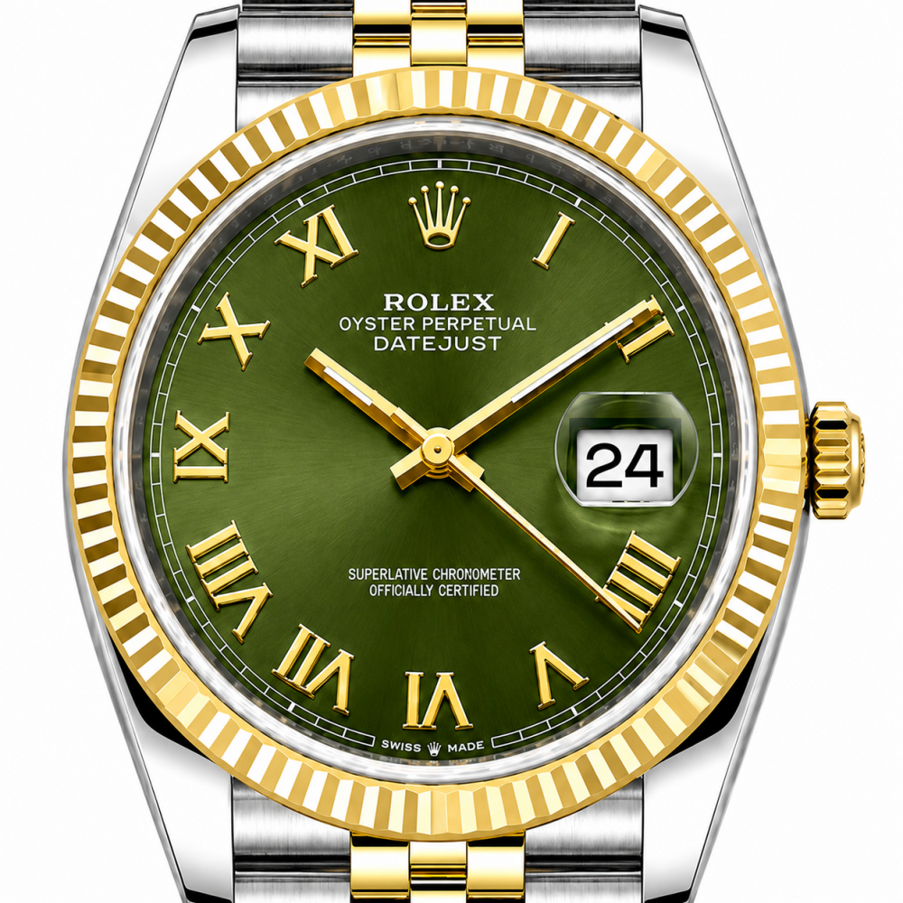Unworn Rolex Datejust 41MM 126333 Two Tone Olive Green Watch